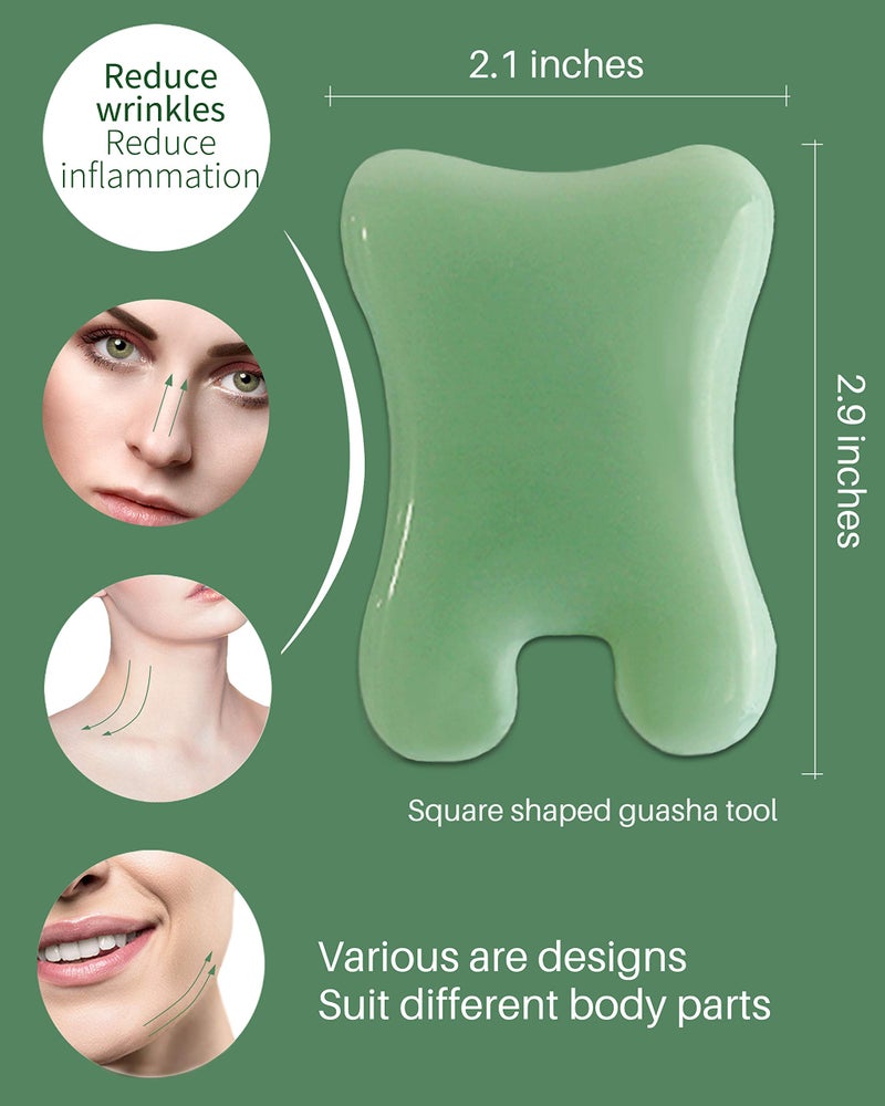 MoHern Gua Sha Massage Tools, 4 Pcs Gua Sha Tools of Multi-Shapes, Guasha Scraping Massage Tools for Face and Body (Light Green) - Image 4